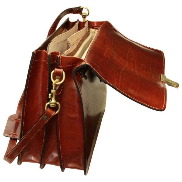 Cartella in pelle con chiusura con chiave. Marrone - immagine 5