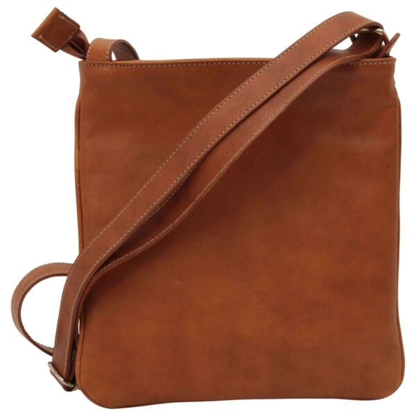 Borsa a tracolla in pelle con tasca con zip. Marrone Coloniale - immagine 2