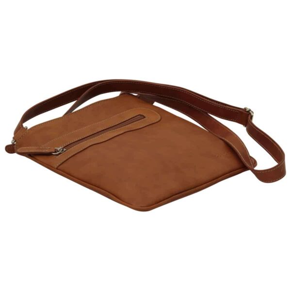 Borsa a tracolla in pelle con tasca con zip. Marrone Coloniale - immagine 3
