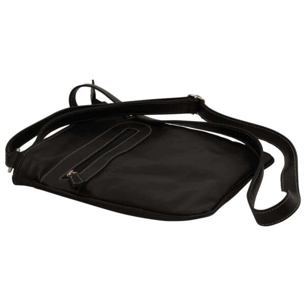 Borsa a tracolla in pelle con tasca con zip. Nero - immagine 3