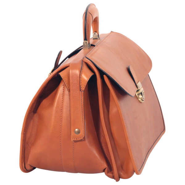 Borsa da Medico in pelle. Marrone Coloniale - immagine 3