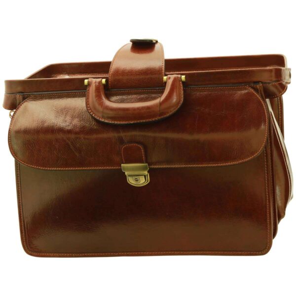 Borsa da Medico in pelle. Marrone - immagine 3