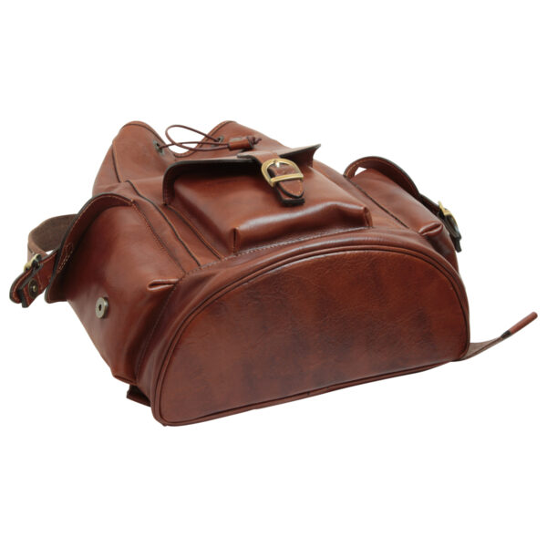 Zaino in pelle con 3 tasche frontali. Marrone - immagine 6