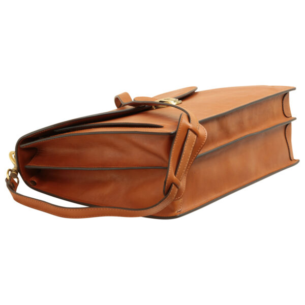 Cartella con tracolla in pelle. Marrone Coloniale - immagine 4