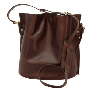 Borsa a tracolla in pelle. Testa di moro