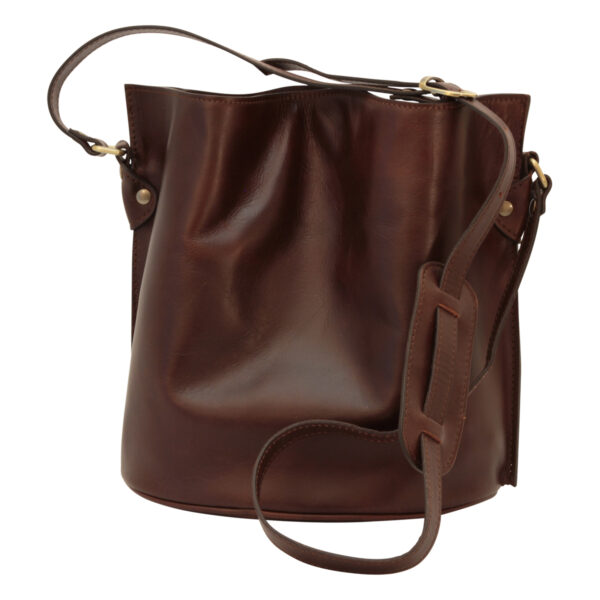 Borsa a tracolla in pelle. Testa di moro