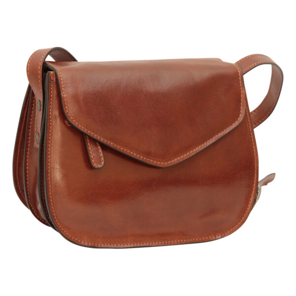 Borsa a tracolla di vitello pieno fiore. Marrone
