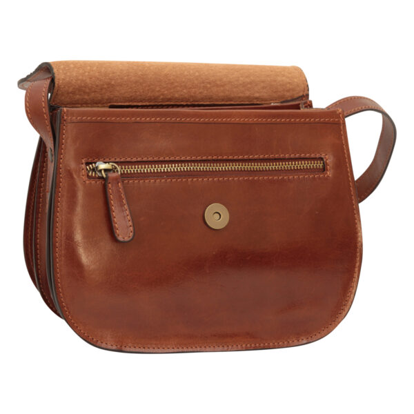 Borsa a tracolla di vitello pieno fiore. Marrone - immagine 2