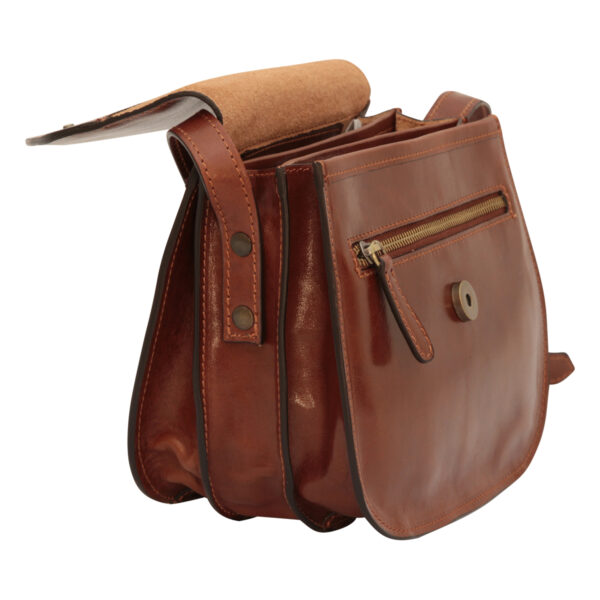 Borsa a tracolla di vitello pieno fiore. Marrone - immagine 3