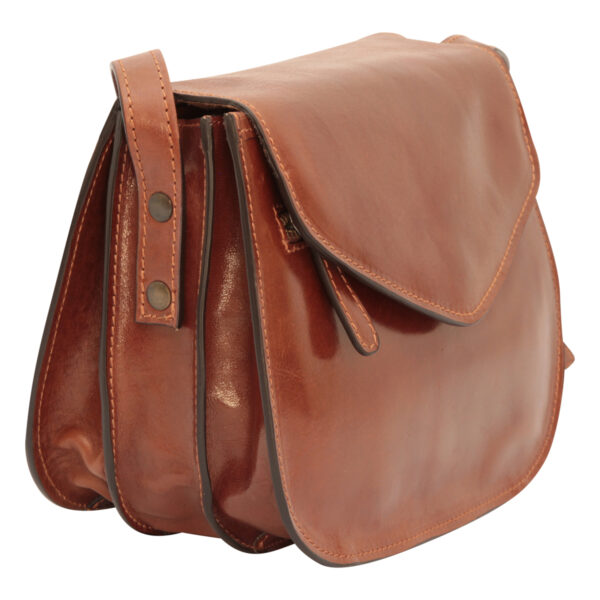 Borsa a tracolla di vitello pieno fiore. Marrone - immagine 4