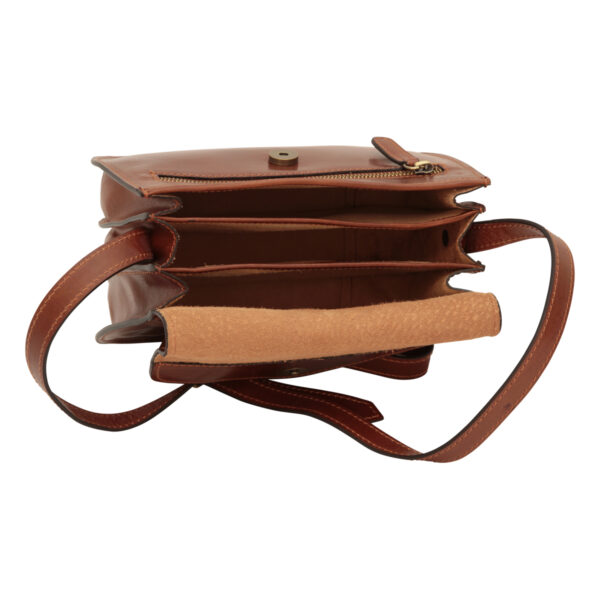 Borsa a tracolla di vitello pieno fiore. Marrone - immagine 6