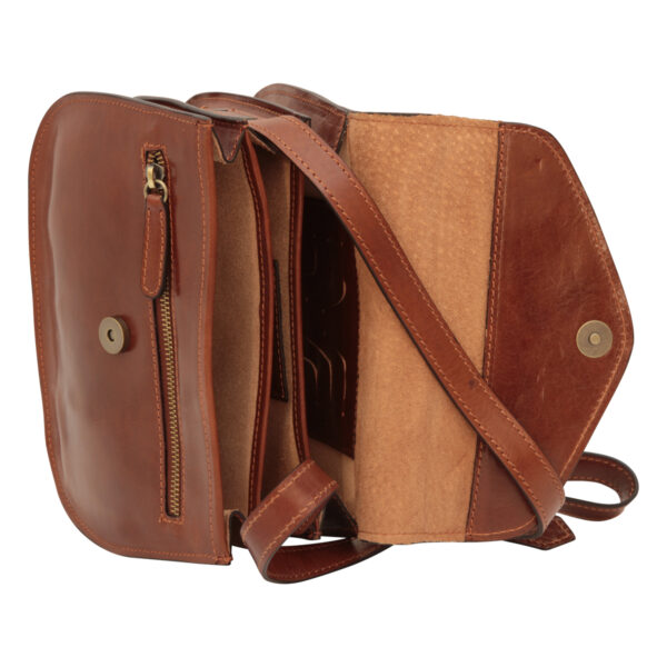 Borsa a tracolla di vitello pieno fiore. Marrone - immagine 7