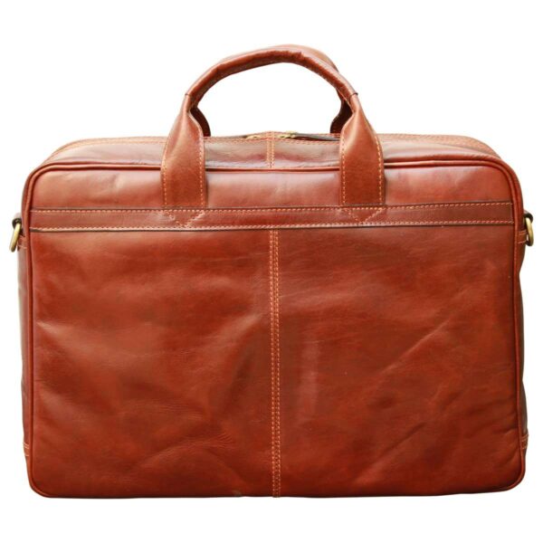 Esclusiva II Borsa in Pelle per Laptop. Marrone - immagine 2