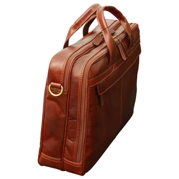 Esclusiva II Borsa in Pelle per Laptop. Marrone - immagine 3