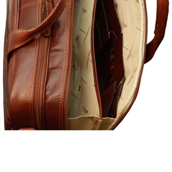 Esclusiva II Borsa in Pelle per Laptop. Marrone - immagine 5
