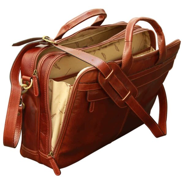 Esclusiva II Borsa in Pelle per Laptop. Marrone - immagine 6