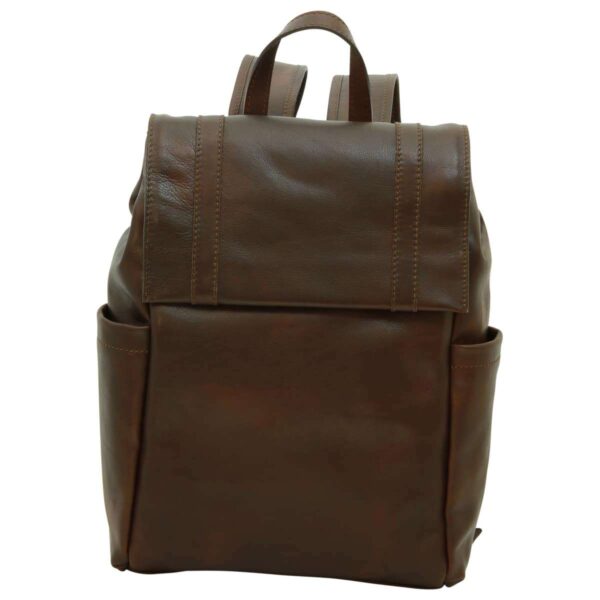 Zaino per laptop in pelle. Marrone Scuro