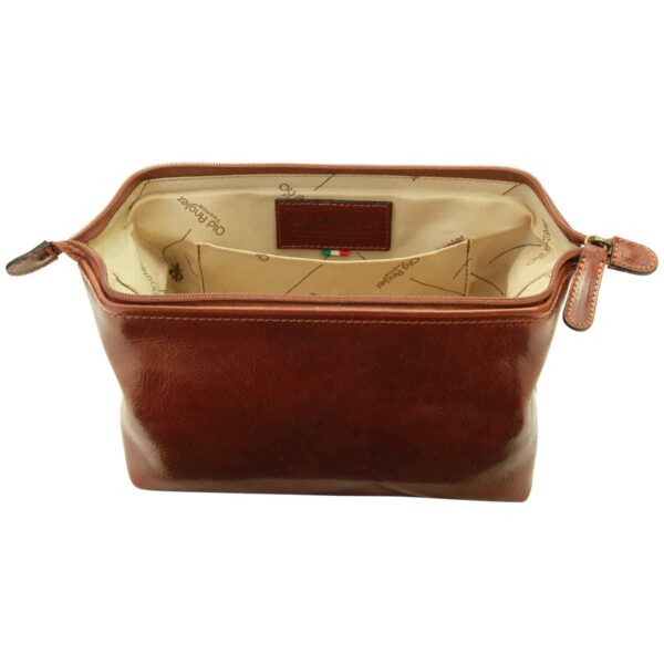 Beauty case in pelle. Marrone - immagine 4