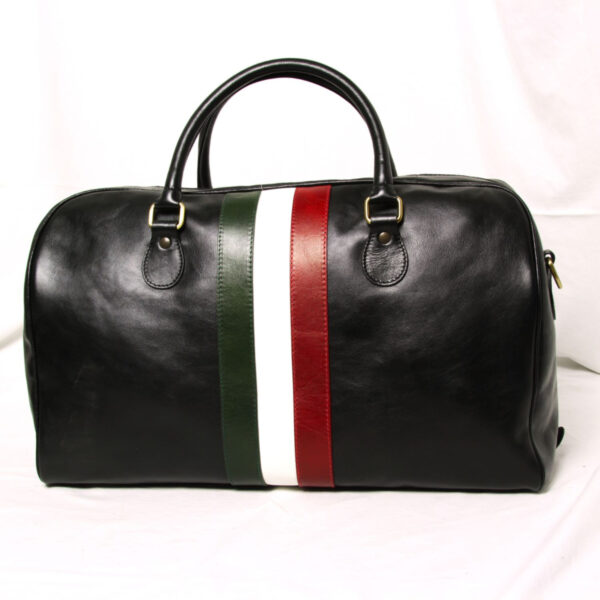 Borsone in pelle. Nero
