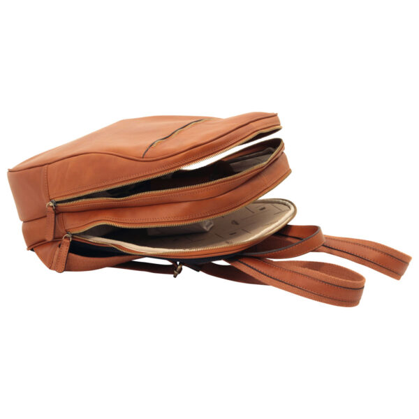 Zaino in pelle con tasca con zip frontale. Marrone Coloniale - immagine 5