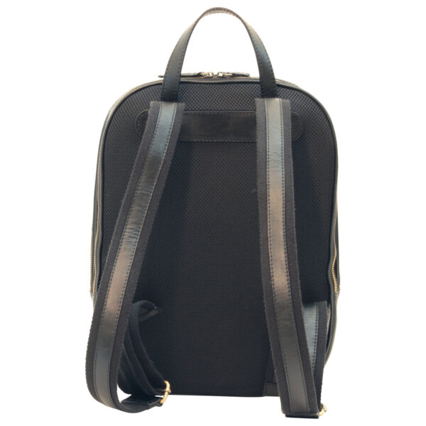Zaino in pelle con tasca con zip frontale. Nero - immagine 3