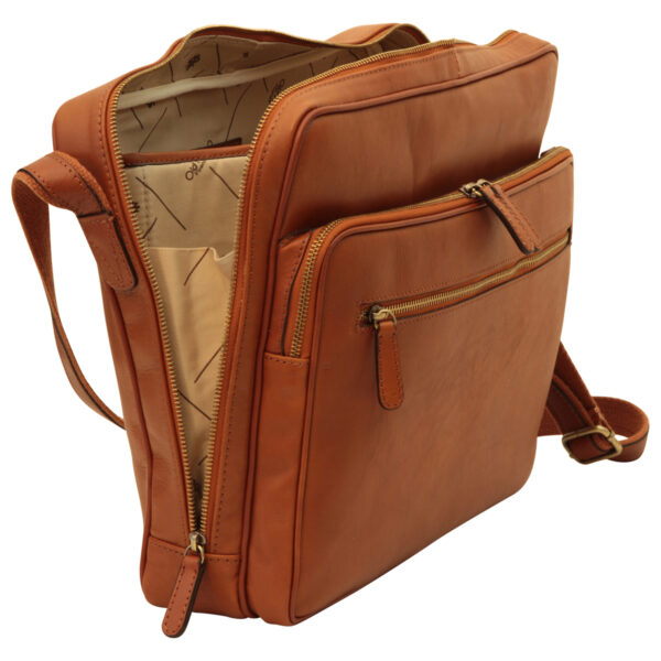 Messenger in pelle con chiusura a zip (Grande). Marrone Coloniale - immagine 5