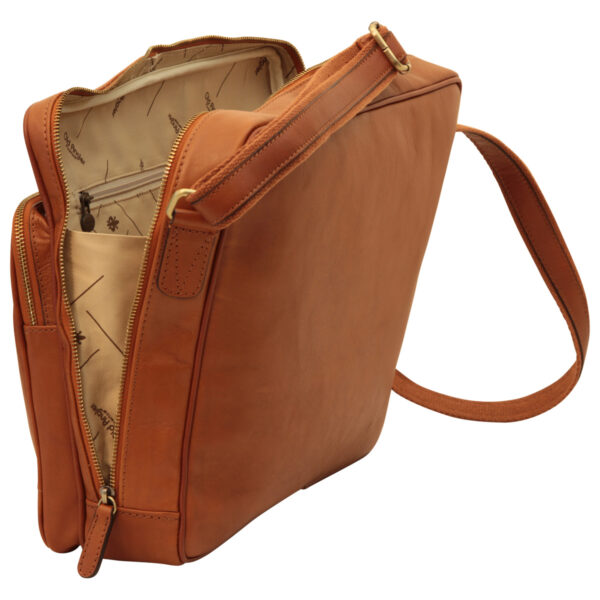 Messenger in pelle con chiusura a zip (Grande). Marrone Coloniale - immagine 6