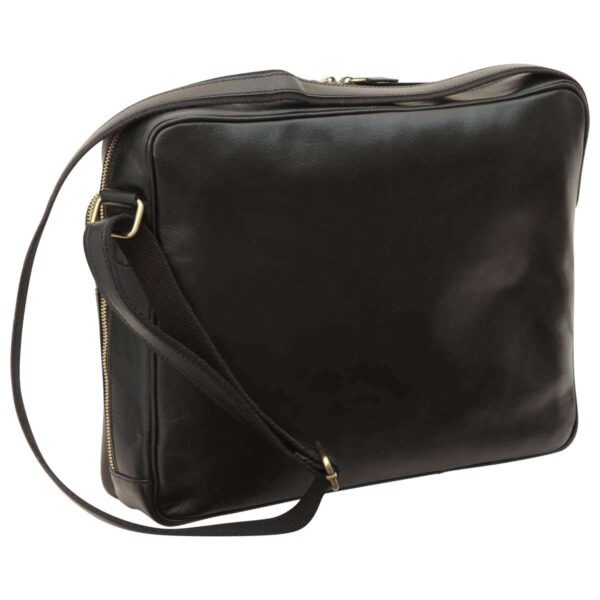 Messenger in pelle con chiusura a zip (Grande). Nero - immagine 2