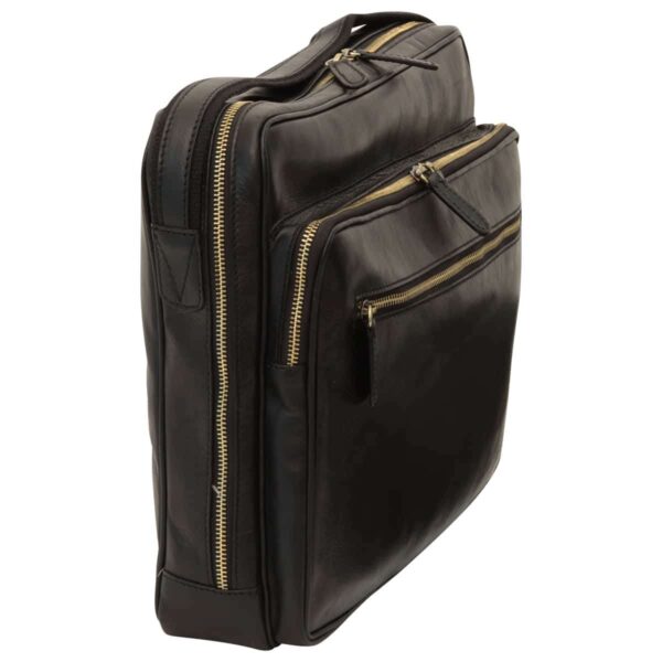 Messenger in pelle con chiusura a zip (Grande). Nero - immagine 3