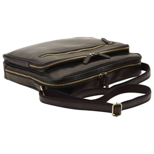 Messenger in pelle con chiusura a zip (Grande). Nero - immagine 4