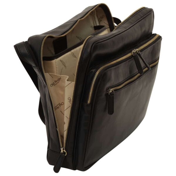 Messenger in pelle con chiusura a zip (Grande). Nero - immagine 5