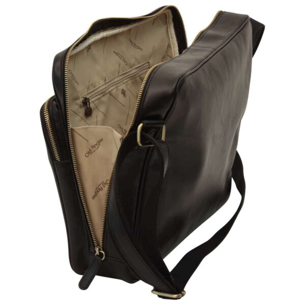 Messenger in pelle con chiusura a zip (Grande). Nero - immagine 6