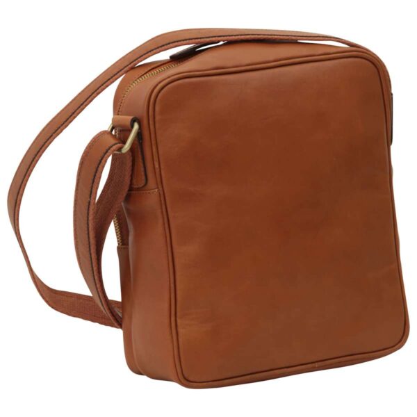 Messenger in pelle con chiusura a zip (Piccola). Marrone Coloniale - immagine 2