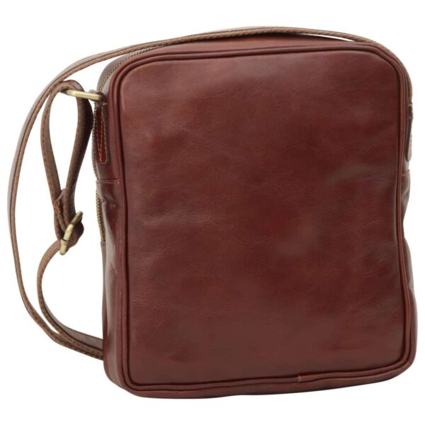 Messenger in pelle con chiusura a zip (Piccola). Marrone - immagine 2