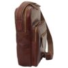 Messenger in pelle con chiusura a zip (Piccola). Marrone - immagine 3