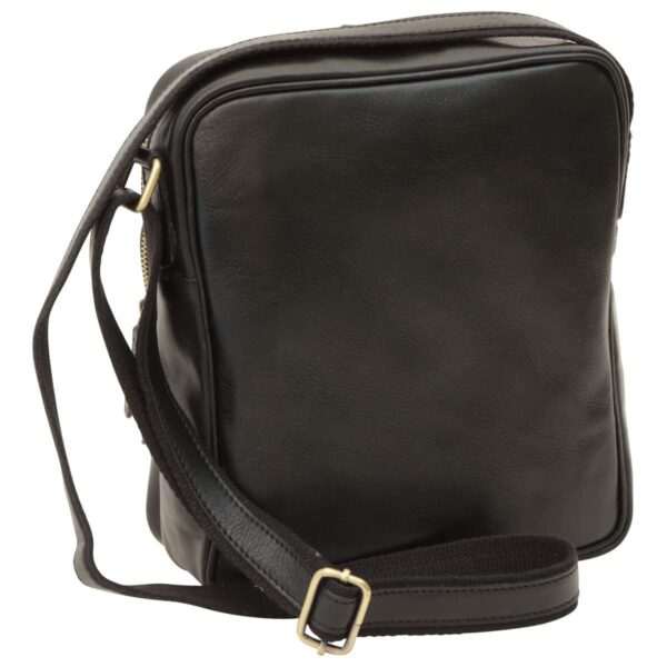 Messenger in pelle con chiusura a zip (Piccola). Nero - immagine 2