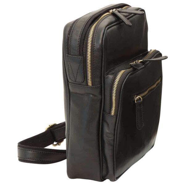 Messenger in pelle con chiusura a zip (Piccola). Nero - immagine 3
