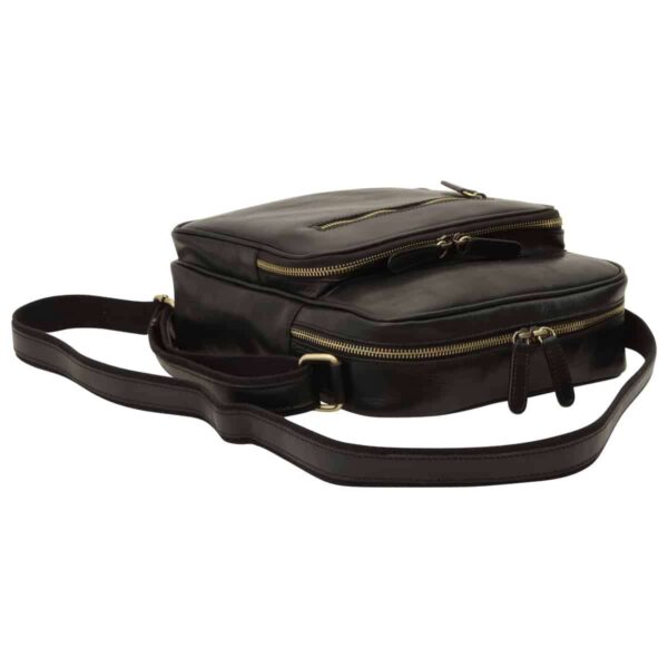 Messenger in pelle con chiusura a zip (Piccola). Nero - immagine 4