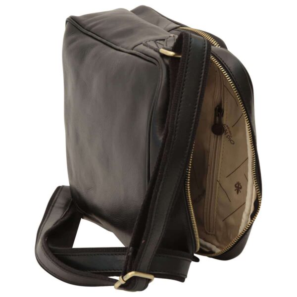 Messenger in pelle con chiusura a zip (Piccola). Nero - immagine 6