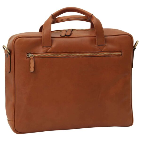 Cartella in pelle con chiusura a zip. Marrone Coloniale - immagine 2