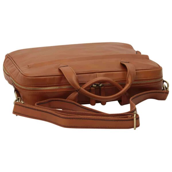 Cartella in pelle con chiusura a zip. Marrone Coloniale - immagine 3