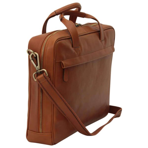 Cartella in pelle con chiusura a zip. Marrone Coloniale - immagine 4