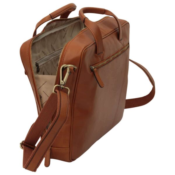 Cartella in pelle con chiusura a zip. Marrone Coloniale - immagine 6