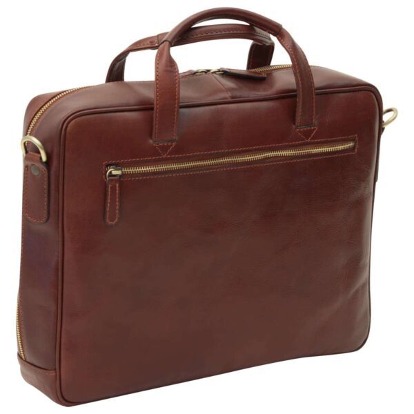 Cartella in pelle con chiusura a zip. Marrone - immagine 2
