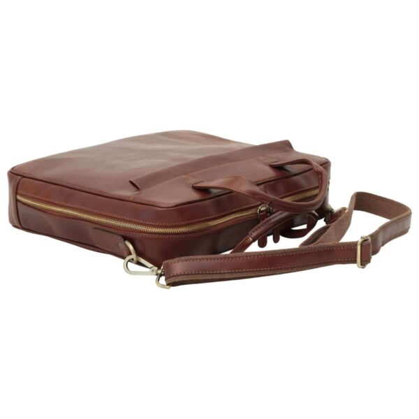 Cartella in pelle con chiusura a zip. Marrone - immagine 3