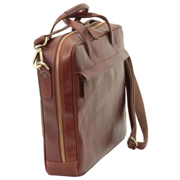 Cartella in pelle con chiusura a zip. Marrone - immagine 4