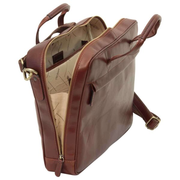Cartella in pelle con chiusura a zip. Marrone - immagine 5