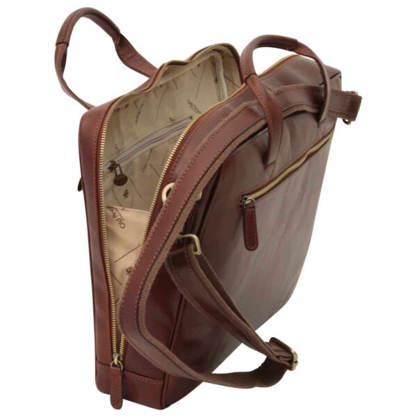 Cartella in pelle con chiusura a zip. Marrone - immagine 6