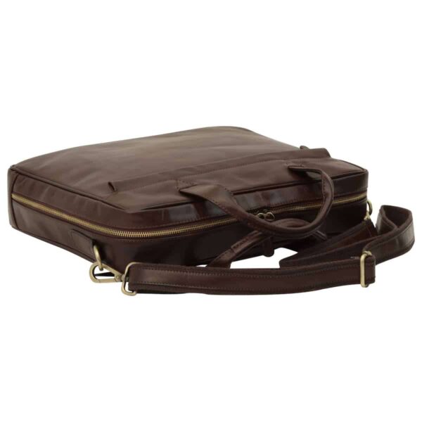 Cartella in pelle con chiusura a zip. Marrone Scuro - immagine 4