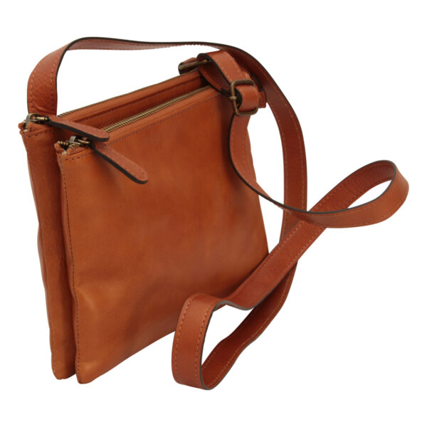 Borsa a tracolla di vitello pieno fiore. Marrone coloniale - immagine 3